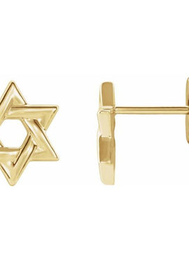 14K White Gold Star of David Earrings