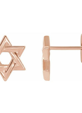 14K White Gold Star of David Earrings