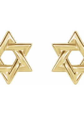 14K White Gold Star of David Earrings