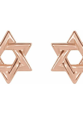 14K White Gold Star of David Earrings