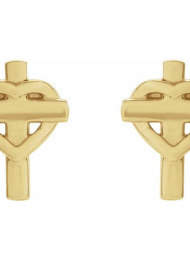 14K White Gold Heart & Cross Earrings