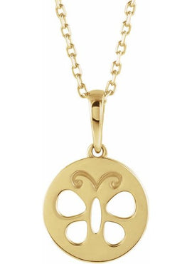 14K White Gold Youth Butterfly Disc 15