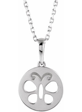 14K White Gold Youth Butterfly Disc 15