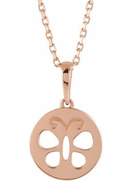 14K White Gold Youth Butterfly Disc 15