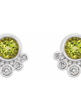 14K White Gold Natural Mozambique Garnet & 1/8 CTW Natural Diamond Earrings