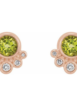 14K White Gold Natural Mozambique Garnet & 1/8 CTW Natural Diamond Earrings