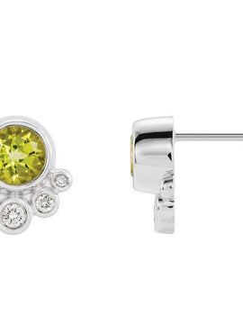 14K White Gold Natural Mozambique Garnet & 1/8 CTW Natural Diamond Earrings