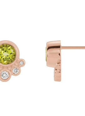 14K White Gold Natural Mozambique Garnet & 1/8 CTW Natural Diamond Earrings