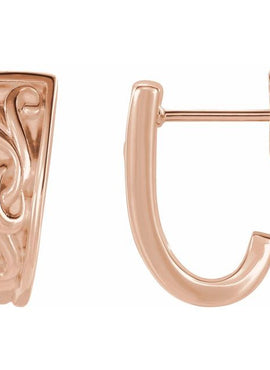 14K White Gold Vintage-Inspired J-Hoop Earrings