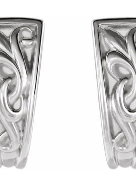 14K White Gold Vintage-Inspired J-Hoop Earrings