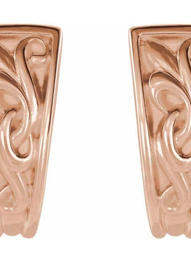 14K White Gold Vintage-Inspired J-Hoop Earrings