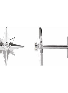 14K White Gold .03 CTW Natural Diamond Star Earrings