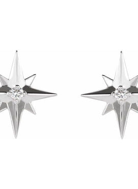 14K White Gold .03 CTW Natural Diamond Star Earrings