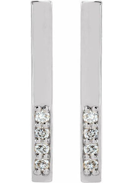 14K White Gold .07 CTW Natural Diamond Bar Earrings