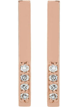 14K White Gold .07 CTW Natural Diamond Bar Earrings