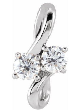 14K White Gold 1/5 CTW Natural Diamond Two-Stone Bypass Pendant