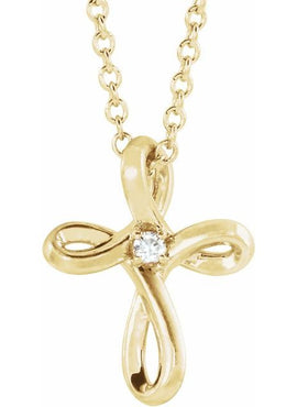 14K White Gold .015 CTW Natural Diamond Cross Pendant