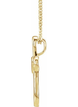 14K White Gold Cross with Heart Pendant