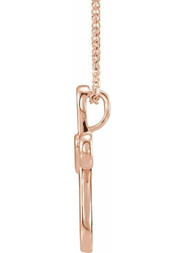 14K White Gold Cross with Heart Pendant