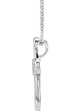 14K White Gold Cross with Heart Pendant