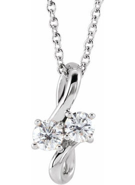 14K White Gold 1/5 CTW Natural Diamond Two-Stone Bypass Pendant