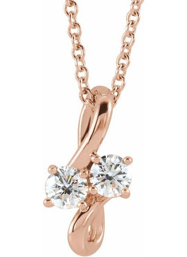 14K White Gold 1/5 CTW Natural Diamond Two-Stone Bypass Pendant