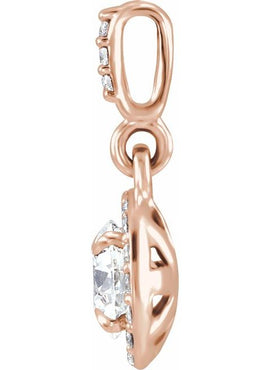 14K White Gold 9/10 CTW Natural Diamond Halo-Style Pendant