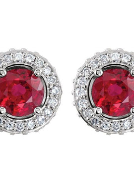 Platinum Natural Ruby & 1/3 CTW Natural Diamond Earrings