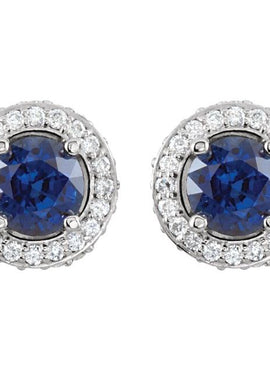 Platinum Natural Ruby & 1/3 CTW Natural Diamond Earrings