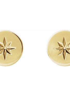 14K White Gold 7.8 mm Star Earrings