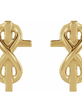 14K White Gold Infinity-Inspired Cross Earrings
