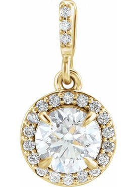 14K White Gold 9/10 CTW Natural Diamond Halo-Style Pendant