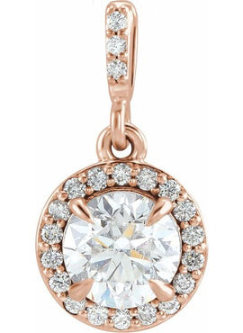 14K White Gold 9/10 CTW Natural Diamond Halo-Style Pendant