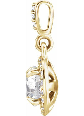 14K White Gold 9/10 CTW Natural Diamond Halo-Style Pendant