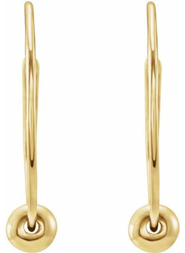 14K Yellow Gold Youth Bead Hoop Earrings