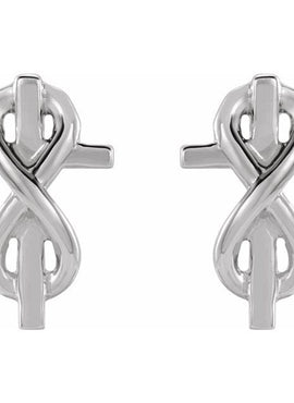 14K White Gold Infinity-Inspired Cross Earrings