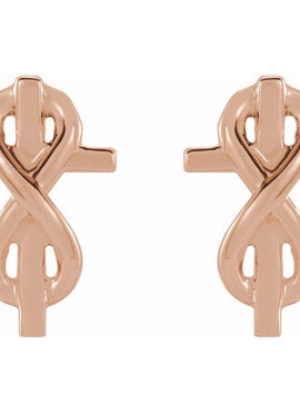 14K White Gold Infinity-Inspired Cross Earrings