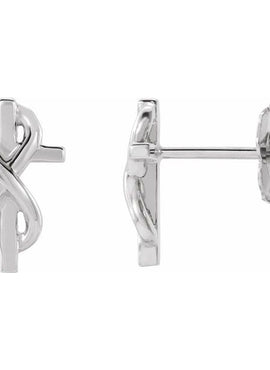 14K White Gold Infinity-Inspired Cross Earrings