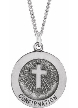 Sterling Silver 18 mm Confirmation Medal with Cross 18
