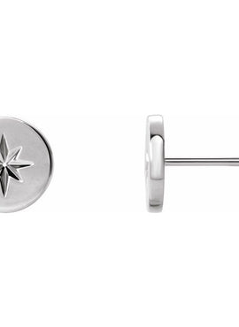 14K White Gold 7.8 mm Star Earrings