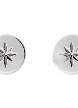 14K White Gold 7.8 mm Star Earrings