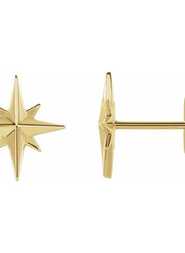 14K White Gold Star Earrings