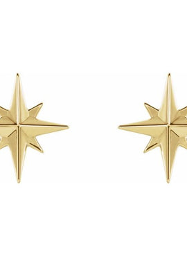 14K White Gold Star Earrings