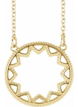 14K White Gold Milgrain Sun 16-18