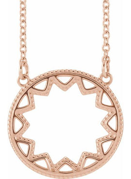 14K White Gold Milgrain Sun 16-18