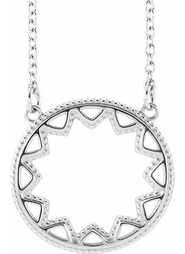 14K White Gold Milgrain Sun 16-18