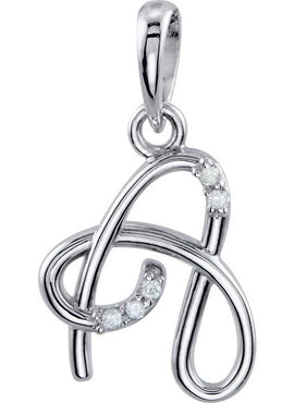 14K Yellow Gold .025 CTW Natural Diamond Initial A Pendant