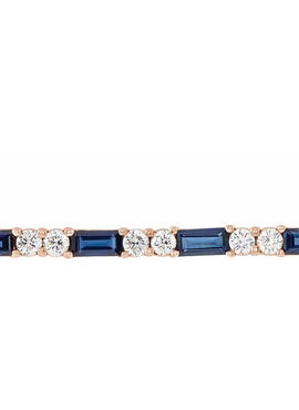 14K White Gold Natural Blue Sapphire & 1/6 CTW Natural Diamond Bar 16-18