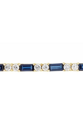 14K White Gold Natural Blue Sapphire & 1/6 CTW Natural Diamond Bar 16-18