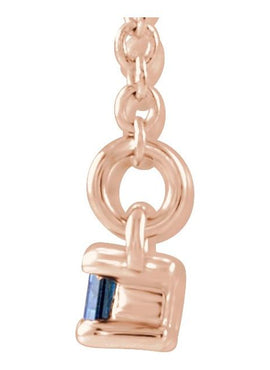 14K White Gold Natural Blue Sapphire & 1/6 CTW Natural Diamond Bar 16-18